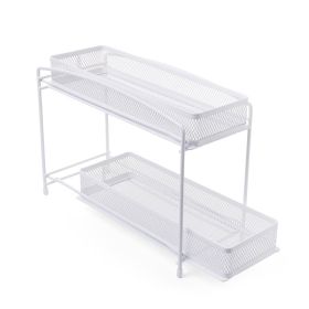2-Tier Pull-Out Spice Organizer, White, 4.5" x 11"