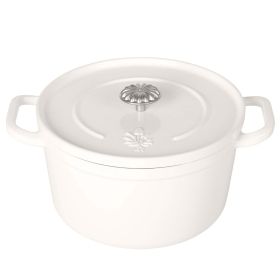 5-Quart Enameled Cast Iron Dutch Oven Pot with Lid, Linen